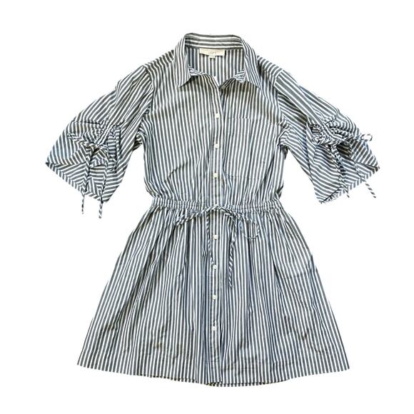 Loft Striped Poplin Tie Sleeve Mini Pocket Dress NWT - 6 - Picture 2 of 6